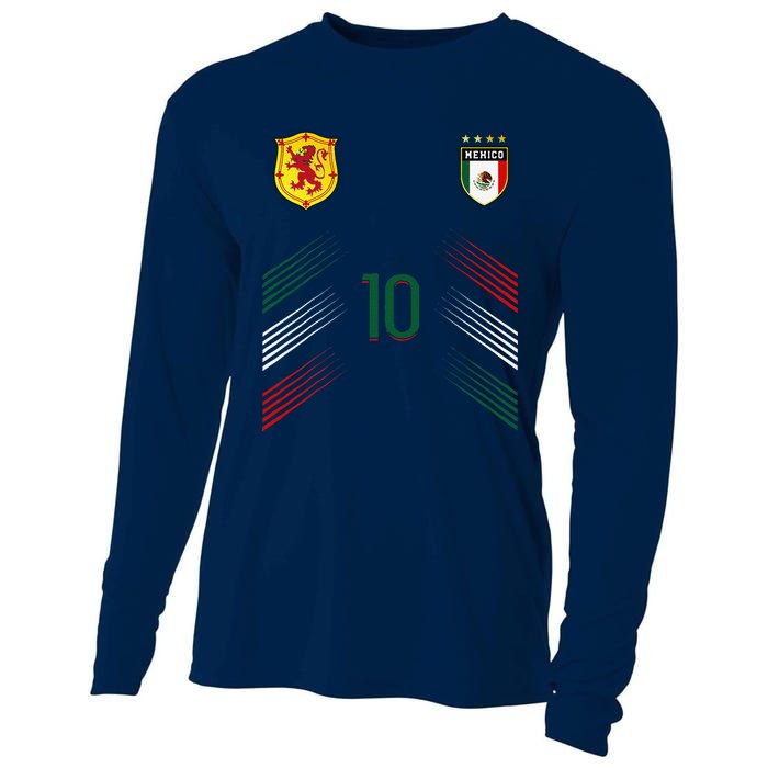 Mexico Soccer Fans Jersey Mexican Flag Football Lovers Cooling Performance Long Sleeve Crew