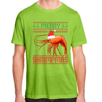 Merry Shrimpmas Funny Shrimp Ugly Christmas Sweater Seafish Adult ChromaSoft Performance T-Shirt