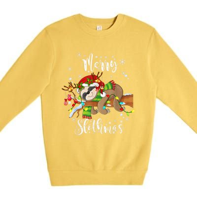 Merry Slothmas Funny Xmas Christmas Pajamas For Sloth Lovers Gift Premium Crewneck Sweatshirt