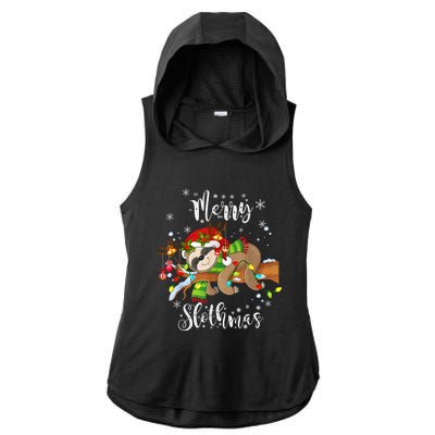 Merry Slothmas Funny Xmas Christmas Pajamas For Sloth Lovers Gift Ladies PosiCharge Tri-Blend Wicking Draft Hoodie Tank