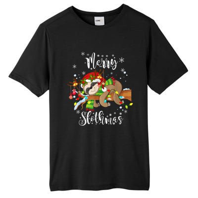 Merry Slothmas Funny Xmas Christmas Pajamas For Sloth Lovers Gift Tall Fusion ChromaSoft Performance T-Shirt