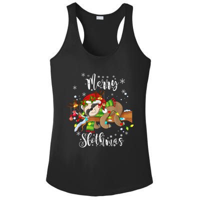 Merry Slothmas Funny Xmas Christmas Pajamas For Sloth Lovers Gift Ladies PosiCharge Competitor Racerback Tank