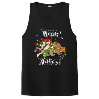 Merry Slothmas Funny Xmas Christmas Pajamas For Sloth Lovers Gift PosiCharge Competitor Tank