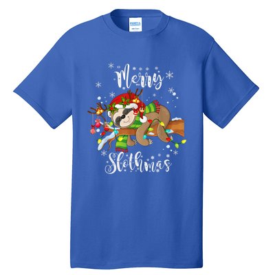 Merry Slothmas Funny Xmas Christmas Pajamas For Sloth Lovers Gift Tall T-Shirt