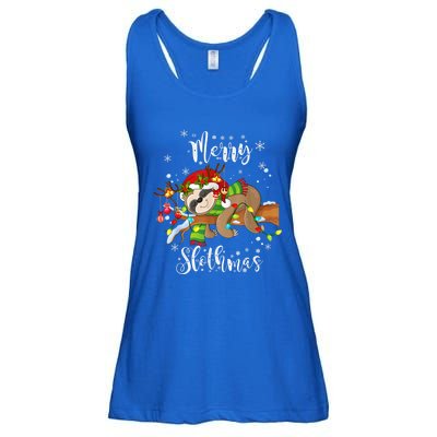 Merry Slothmas Funny Xmas Christmas Pajamas For Sloth Lovers Gift Ladies Essential Flowy Tank