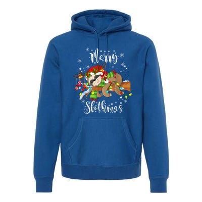 Merry Slothmas Funny Xmas Christmas Pajamas For Sloth Lovers Gift Premium Hoodie