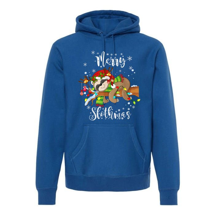 Merry Slothmas Funny Xmas Christmas Pajamas For Sloth Lovers Gift Premium Hoodie