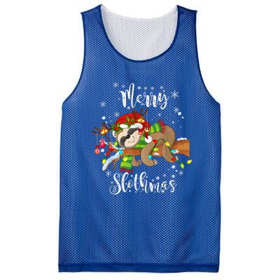 Merry Slothmas Funny Xmas Christmas Pajamas For Sloth Lovers Gift Mesh Reversible Basketball Jersey Tank