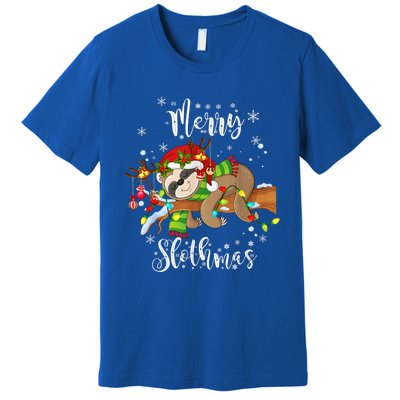 Merry Slothmas Funny Xmas Christmas Pajamas For Sloth Lovers Gift Premium T-Shirt