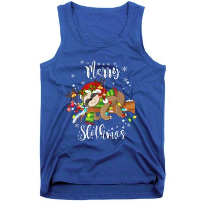 Merry Slothmas Funny Xmas Christmas Pajamas For Sloth Lovers Gift Tank Top