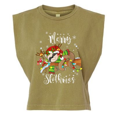 Merry Slothmas Funny Xmas Christmas Pajamas For Sloth Lovers Gift Garment-Dyed Women's Muscle Tee