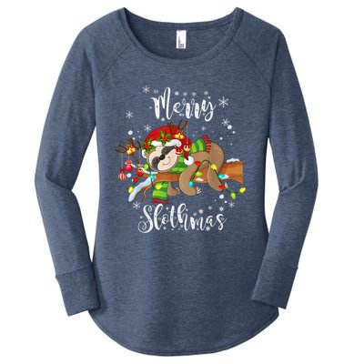 Merry Slothmas Funny Xmas Christmas Pajamas For Sloth Lovers Gift Women's Perfect Tri Tunic Long Sleeve Shirt