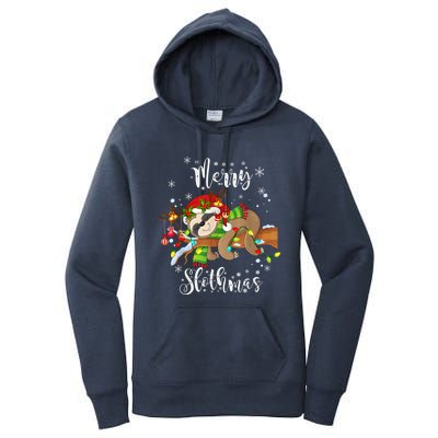 Merry Slothmas Funny Xmas Christmas Pajamas For Sloth Lovers Gift Women's Pullover Hoodie