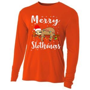 Merry Slothmas Funny Christmas Lights Pajama For Sloth Lover Gift Cooling Performance Long Sleeve Crew