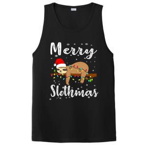 Merry Slothmas Funny Christmas Lights Pajama For Sloth Lover Gift PosiCharge Competitor Tank