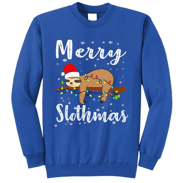 Merry Slothmas Funny Christmas Lights Pajama For Sloth Lover Gift Sweatshirt