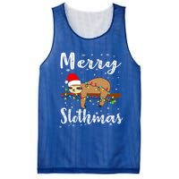 Merry Slothmas Funny Christmas Lights Pajama For Sloth Lover Gift Mesh Reversible Basketball Jersey Tank