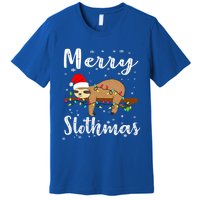 Merry Slothmas Funny Christmas Lights Pajama For Sloth Lover Gift Premium T-Shirt