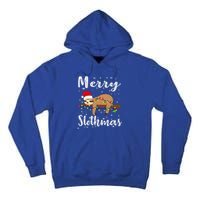 Merry Slothmas Funny Christmas Lights Pajama For Sloth Lover Gift Tall Hoodie