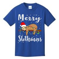 Merry Slothmas Funny Christmas Lights Pajama For Sloth Lover Gift Kids T-Shirt