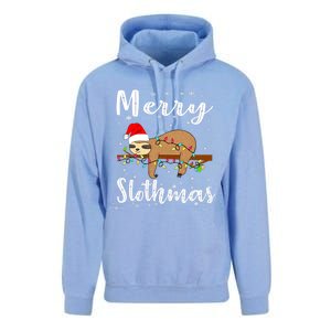 Merry Slothmas Funny Christmas Lights Pajama For Sloth Lover Gift Unisex Surf Hoodie