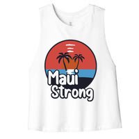 Maui Strong Fundraiser Support For Hawaii Fire Victims Maui Wildfire Women's Racerback Cropped Tank