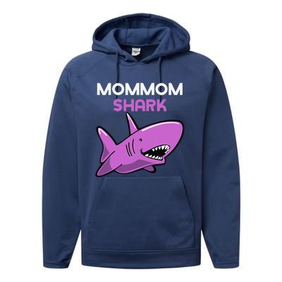 MomMom Shark Funny Family MomMom Performance Fleece Hoodie