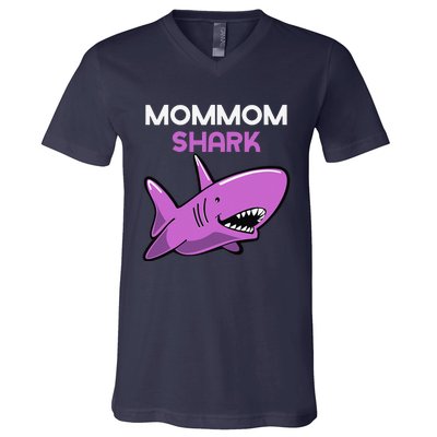 MomMom Shark Funny Family MomMom V-Neck T-Shirt