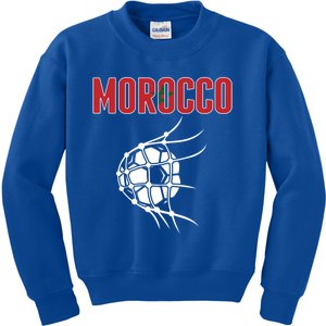 Morocco Soccer Fans Jersey Great Gift Moroccan Flag Football In Net Great Gift Kids Sweatshirt