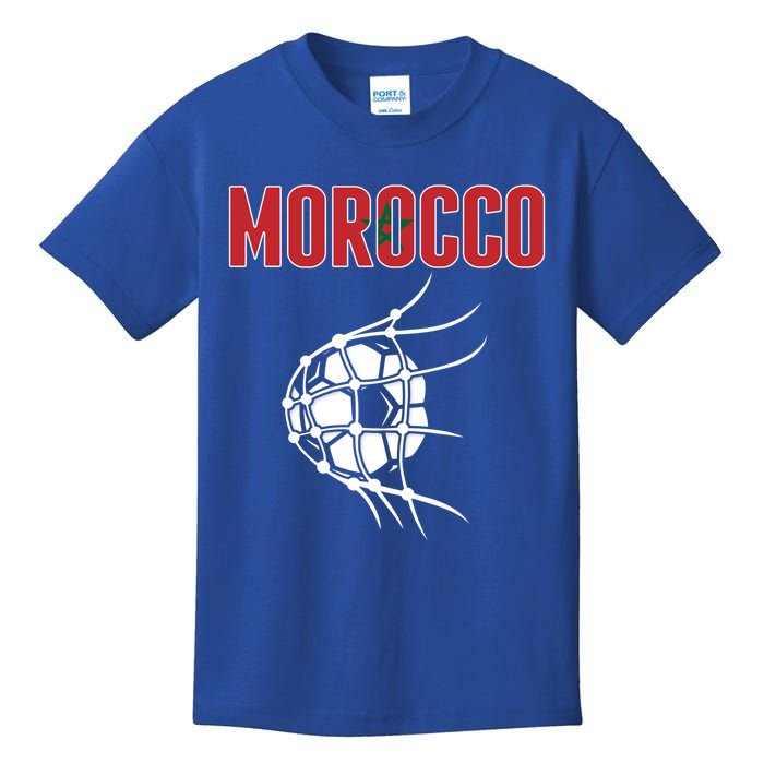 Morocco Soccer Fans Jersey Great Gift Moroccan Flag Football In Net Great Gift Kids T-Shirt