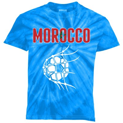 Morocco Soccer Fans Jersey Great Gift Moroccan Flag Football In Net Great Gift Kids Tie-Dye T-Shirt