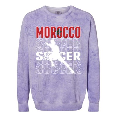 Morocco Soccer Fans Jersey Cool Gift Moroccan Flag Football Lovers Meaningful Gi Colorblast Crewneck Sweatshirt