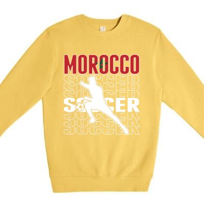 Morocco Soccer Fans Jersey Cool Gift Moroccan Flag Football Lovers Meaningful Gi Premium Crewneck Sweatshirt