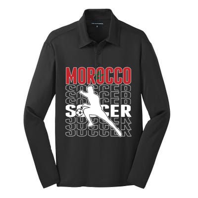 Morocco Soccer Fans Jersey Cool Gift Moroccan Flag Football Lovers Meaningful Gi Silk Touch Performance Long Sleeve Polo