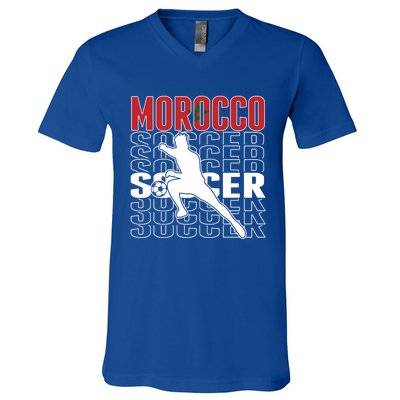 Morocco Soccer Fans Jersey Cool Gift Moroccan Flag Football Lovers Meaningful Gi V-Neck T-Shirt