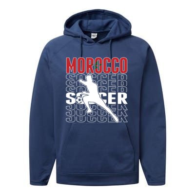 Morocco Soccer Fans Jersey Cool Gift Moroccan Flag Football Lovers Meaningful Gi Performance Fleece Hoodie