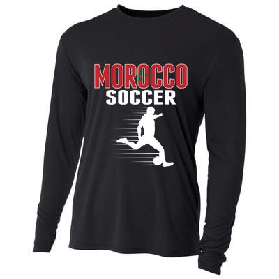 Morocco Soccer Fans Jersey Gift Moroccan Flag Football Lovers Gift Cooling Performance Long Sleeve Crew