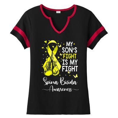 My Son's Fight Is My Fight Spina Bifida Awareness Ladies Halftime Notch Neck Tee