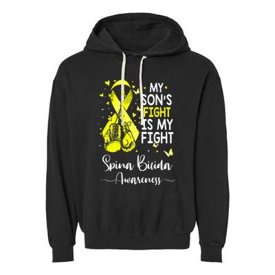 My Son's Fight Is My Fight Spina Bifida Awareness Garment-Dyed Fleece Hoodie