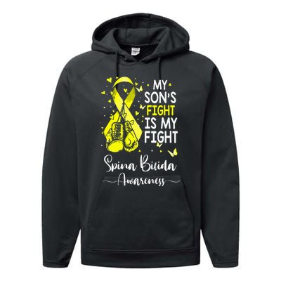 My Son's Fight Is My Fight Spina Bifida Awareness Performance Fleece Hoodie