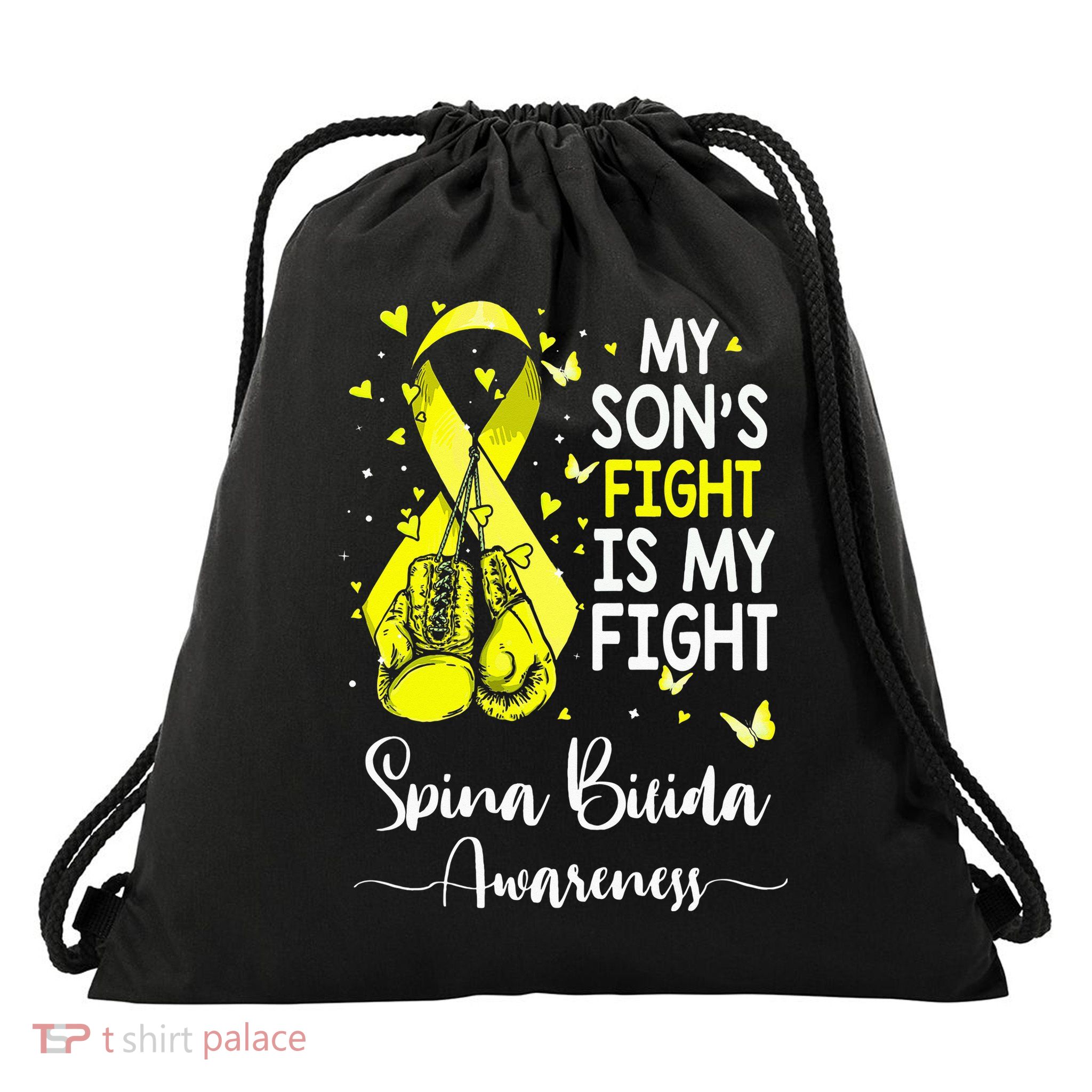 My Son's Fight Is My Fight Spina Bifida Awareness Drawstring Bag