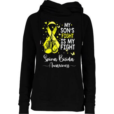 My Son's Fight Is My Fight Spina Bifida Awareness Womens Funnel Neck Pullover Hood