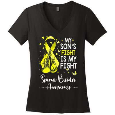 My Son's Fight Is My Fight Spina Bifida Awareness Women's V-Neck T-Shirt