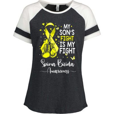 My Son's Fight Is My Fight Spina Bifida Awareness Enza Ladies Jersey Colorblock Tee