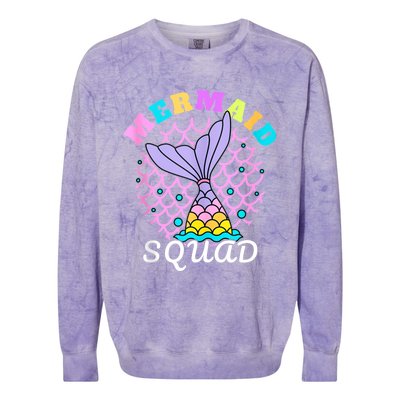 Mermaid Squad Funny Birthday Party Womens Family Colorblast Crewneck Sweatshirt