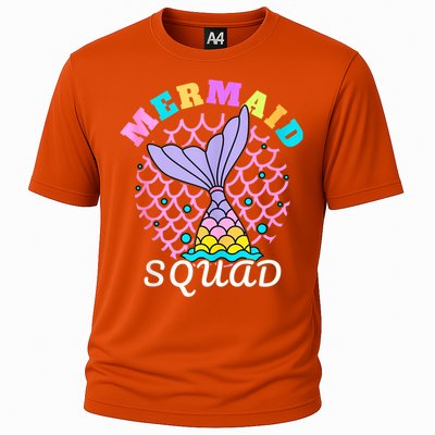 Mermaid Squad Funny Birthday Party Womens Family Cooling Performance Crew T-Shirt