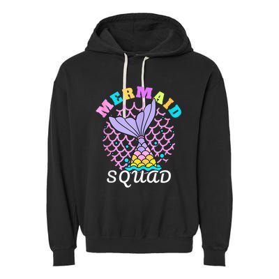 Mermaid Squad Funny Birthday Party Womens Family Garment-Dyed Fleece Hoodie