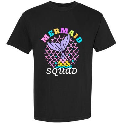 Mermaid Squad Funny Birthday Party Womens Family Garment-Dyed Heavyweight T-Shirt