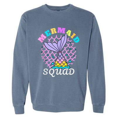 Mermaid Squad Funny Birthday Party Womens Family Garment-Dyed Sweatshirt