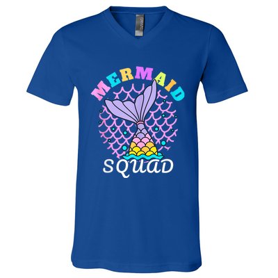 Mermaid Squad Funny Birthday Party Womens Family V-Neck T-Shirt